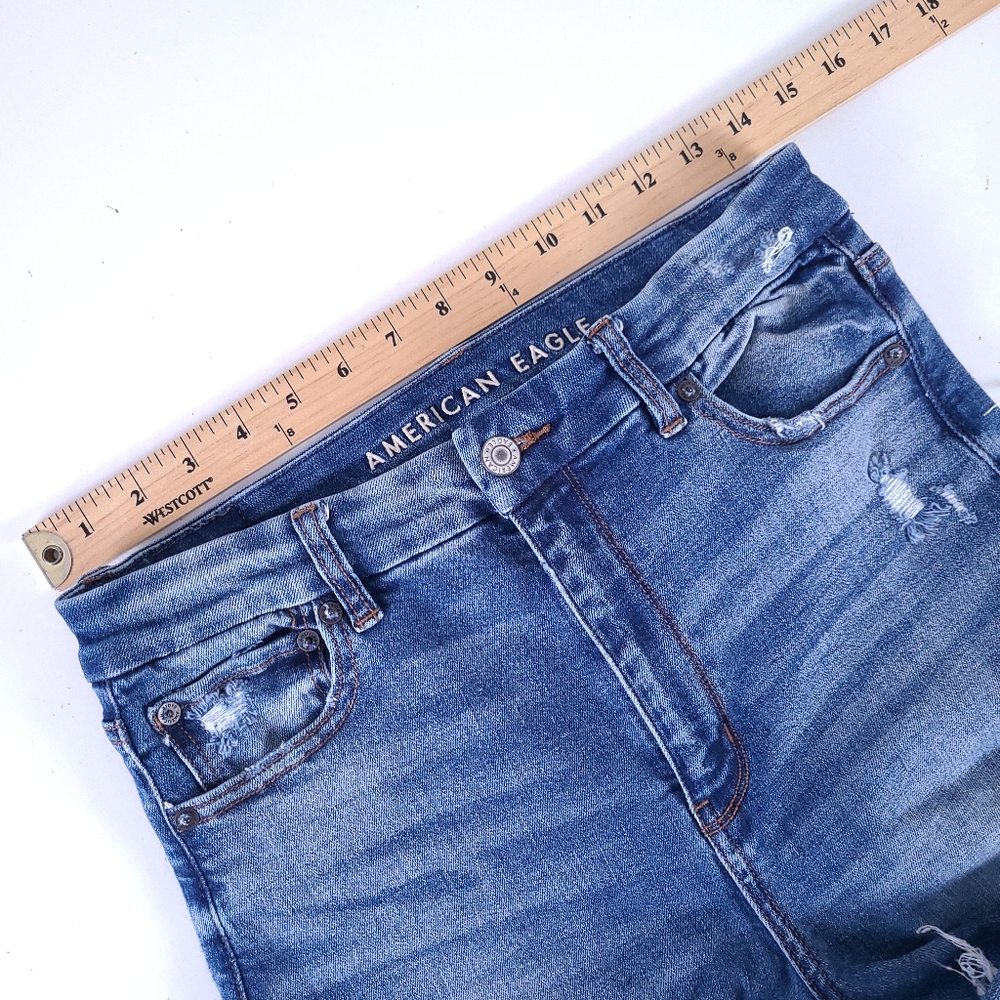 American Eagle Distressed Curvy Super Hi Rise Jeggings Size 8 - Picture 3 of 10